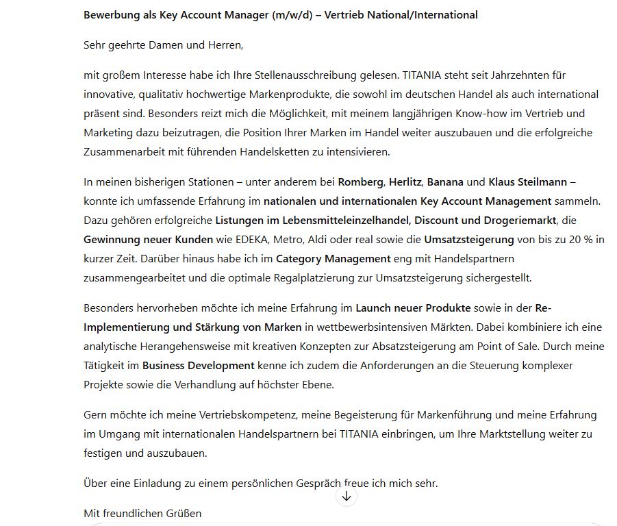 Anschreiben von ChatGPT