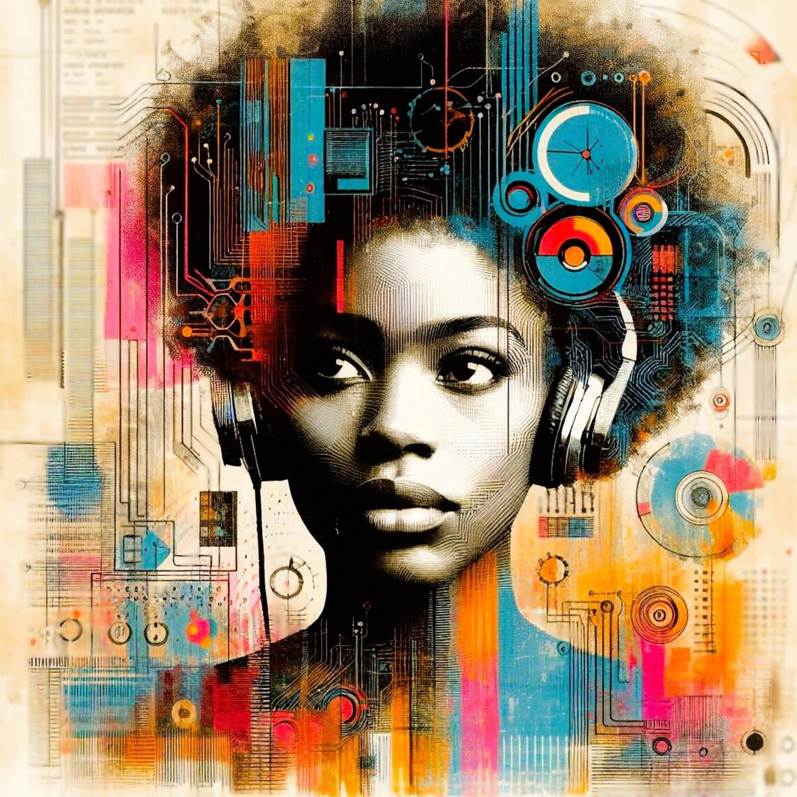 Frau mit allerlei bunten Dateien