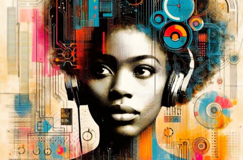 Frau mit allerlei bunten Dateien